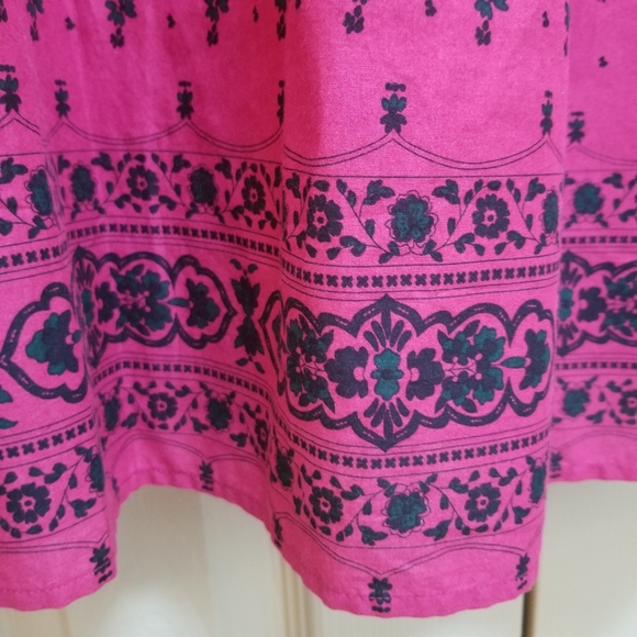 Mulberry Purple Border Print Boho Woven womens Top - Picture 8 of 9
